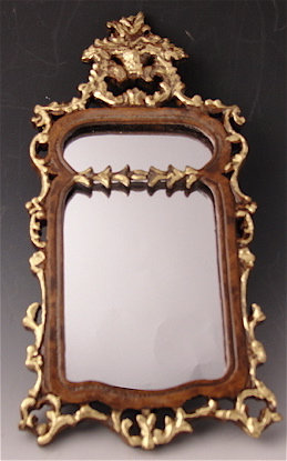 Walnut/Gilt Carved Mirror - Click Image to Close